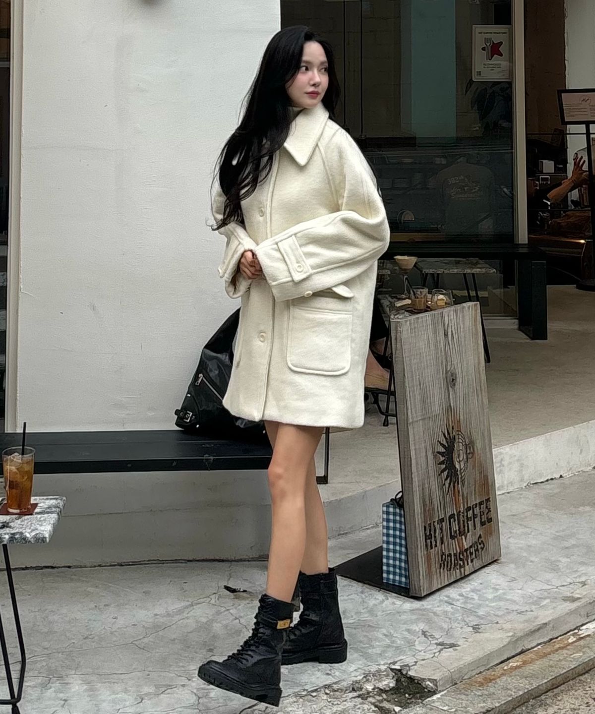 부클 하프 울 코트_2Color