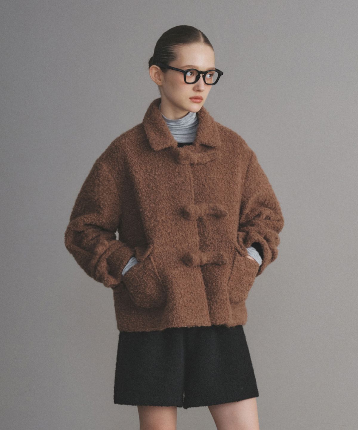 헤어리 버튼 울 숏 코트_2Color