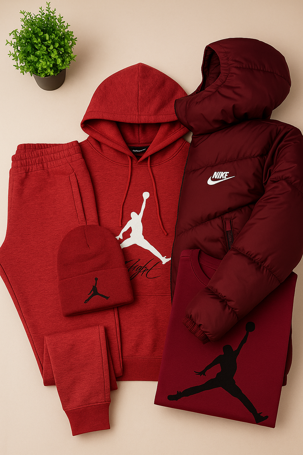 Nk™ Complete Set - Sweatshirt, Pants, Puffer Jacket &amp; T-shirt