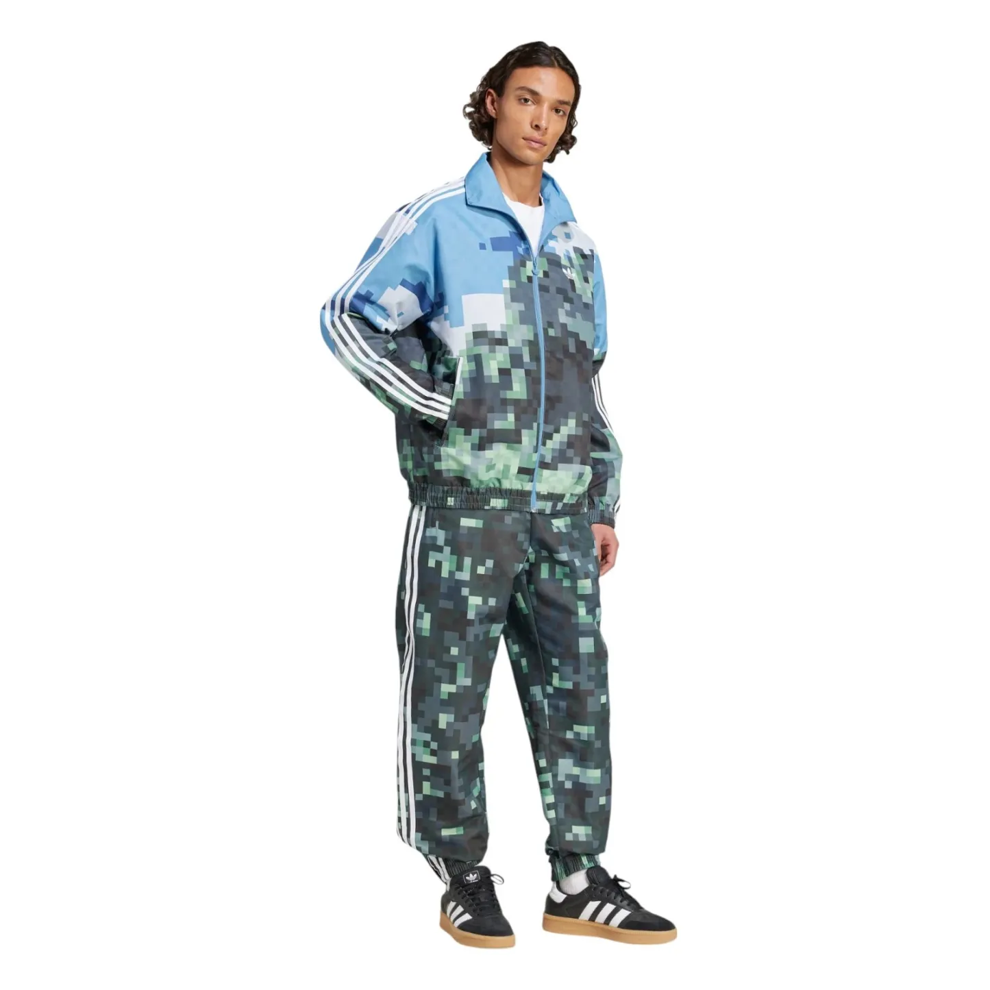 Men's Adidas Originals X Blue Green Minecraft Jacket & Pants Track Sui
