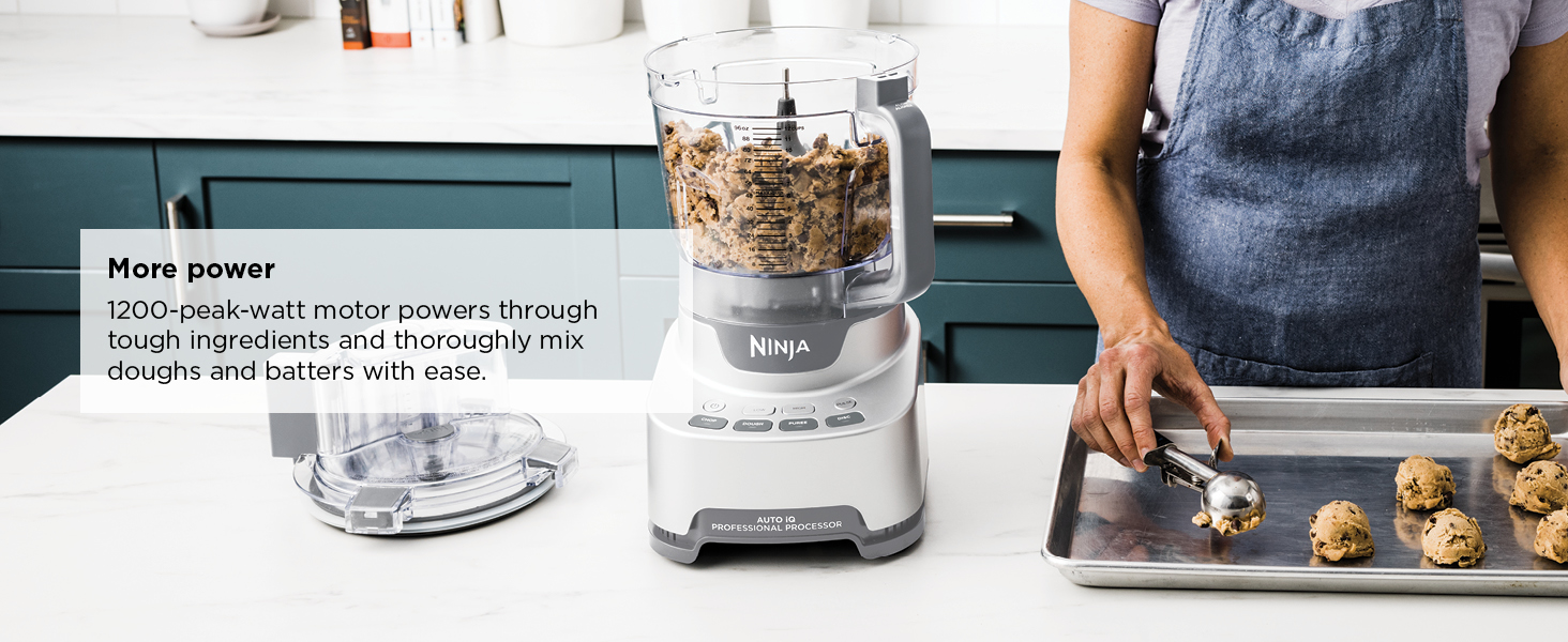 1200-peak-watt motor powers through tough ingredients & thoroughly mix doughs and batters with ease.