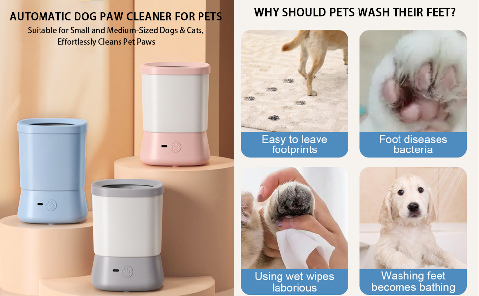 Automatic Dog Paw Cleaner for Small & Medium Dogs, Portable Paw Cleaner for Dogs 