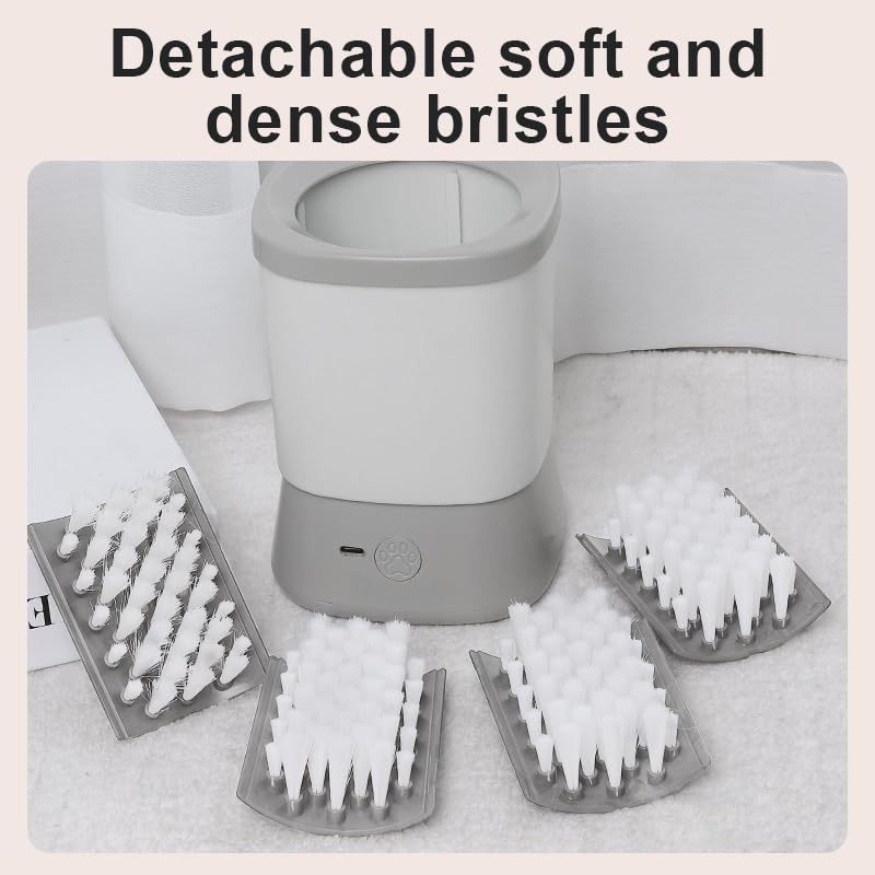 Automatic Dog Paw Cleaner for Small & Medium Dogs, Portable Paw Cleaner for Dogs with Mess-Free Dog Paw Washer, Soft Bristles Muddy Paw Cleaning Pet Foot Washer (gray)
