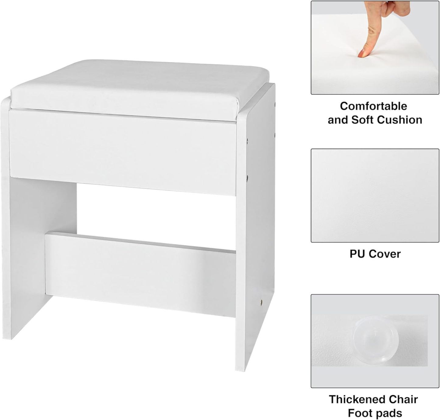 KAMABOKO 3 in 1 Vanity Desk with Mirror and LED Lights, Tall Makeup Vanity Set, Human Sensor Led Light, Charging Station & Chair, Strong Storage, Multi-Function, for Bedroom (Black)