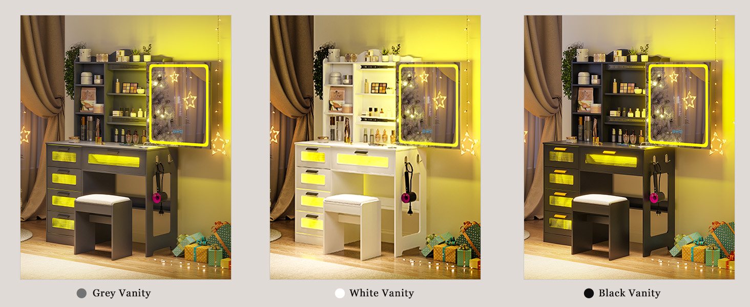 vanity table，makeup vanity with drawers,vanity with mirror with lights，dresser with mirror,vanity,