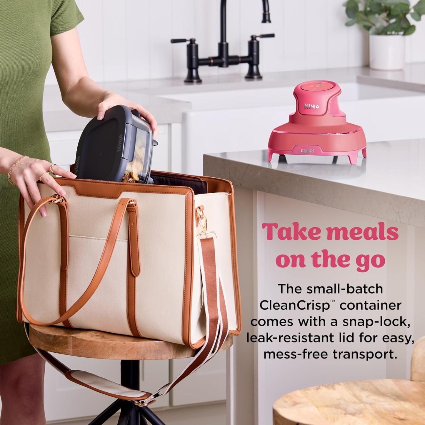 nthtinja Crispi 4-in-1 Portable Glass Air Fryer Cooking System, 1500W, 4QT & 6-Cup TempWare Glass Containers with Storage Lids, Microwave, Freezer & Dishwasher Safe, Cyberspace Gray, FN101GY