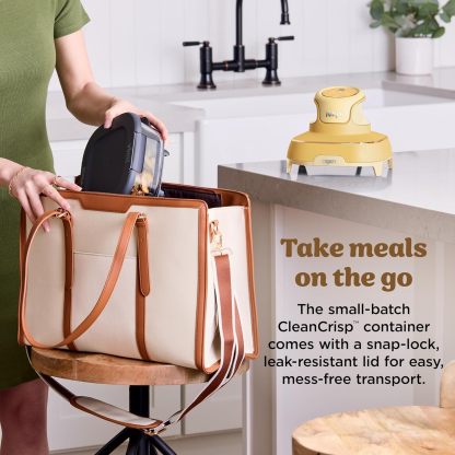 nthtinja Crispi 4-in-1 Portable Glass Air Fryer Cooking System, 1500W, 4QT & 6-Cup TempWare Glass Containers with Storage Lids, Microwave, Freezer & Dishwasher Safe, Cyberspace Gray, FN101GY