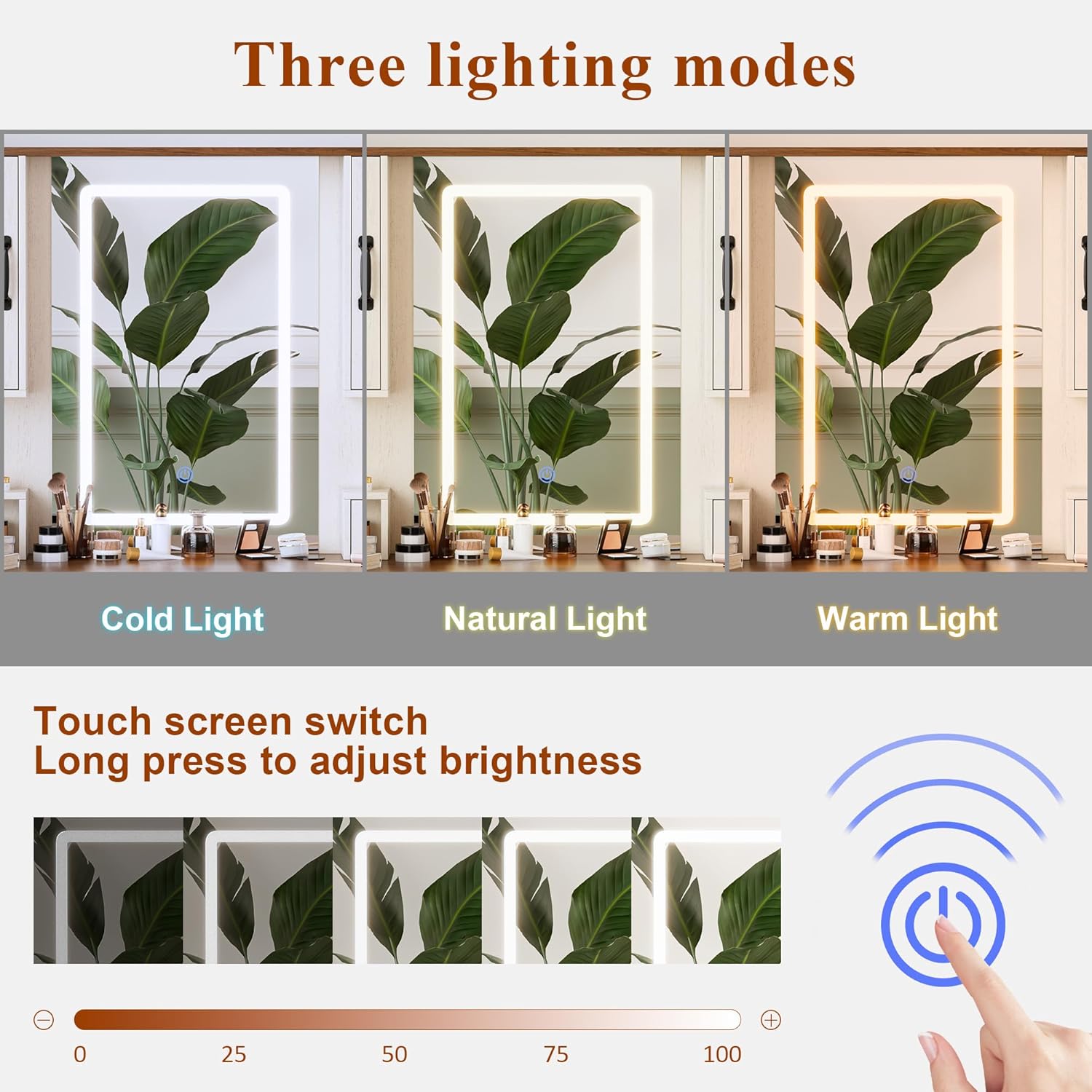 KAMABOKO 3 in 1 Vanity Desk with Mirror and LED Lights, Tall Makeup Vanity Set, Human Sensor Led Light, Charging Station & Chair, Strong Storage, Multi-Function, for Bedroom (Black)