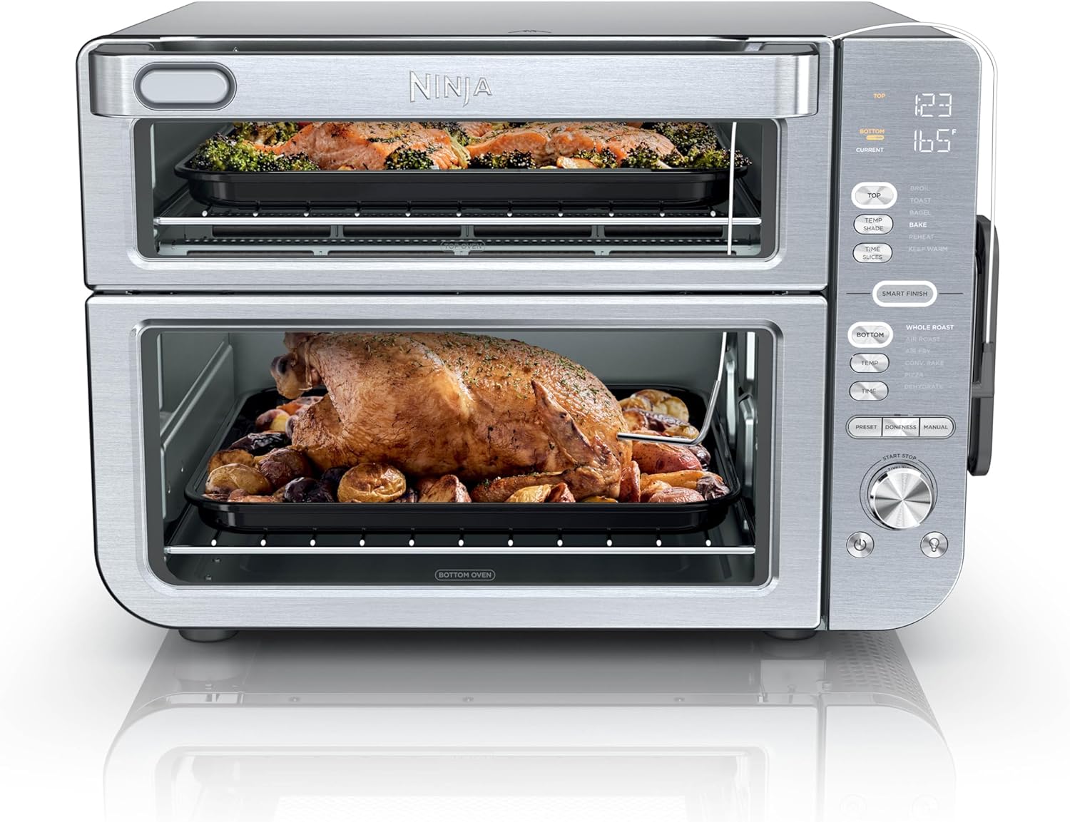 nthtinja Air Fryer & Toaster Oven | Double Stack XL | Countertop Oven | 12-in-1 Fits 4.5lb Chicken & 6lbs of Wings | SmartFinish Cook 2 Different Meals at the Same Time | Stainless Steel | DCT601