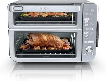nthtinja Air Fryer & Toaster Oven | Double Stack XL | Countertop Oven | 12-in-1 Fits 4.5lb Chicken & 6lbs of Wings | SmartFinish Cook 2 Different Meals at the Same Time | Stainless Steel | DCT601