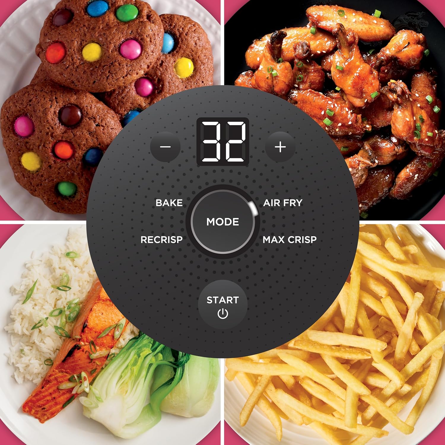 nthtinja Crispi 4-in-1 Portable Glass Air Fryer Cooking System, 1500W, 4QT & 6-Cup TempWare Glass Containers with Storage Lids, Microwave, Freezer & Dishwasher Safe, Cyberspace Gray, FN101GY