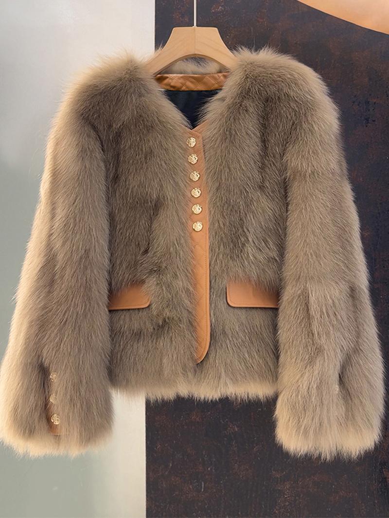 Women's Faux Fox Fur Coat Short Section Autumn Winter New Style Korean Version Commuting Real Fur Patchwork Outerwear Women's Faux Fox Fur Coat Short Section Autumn Winter New Style Korean Version Commuting Real Fur Patchwork Outerwear