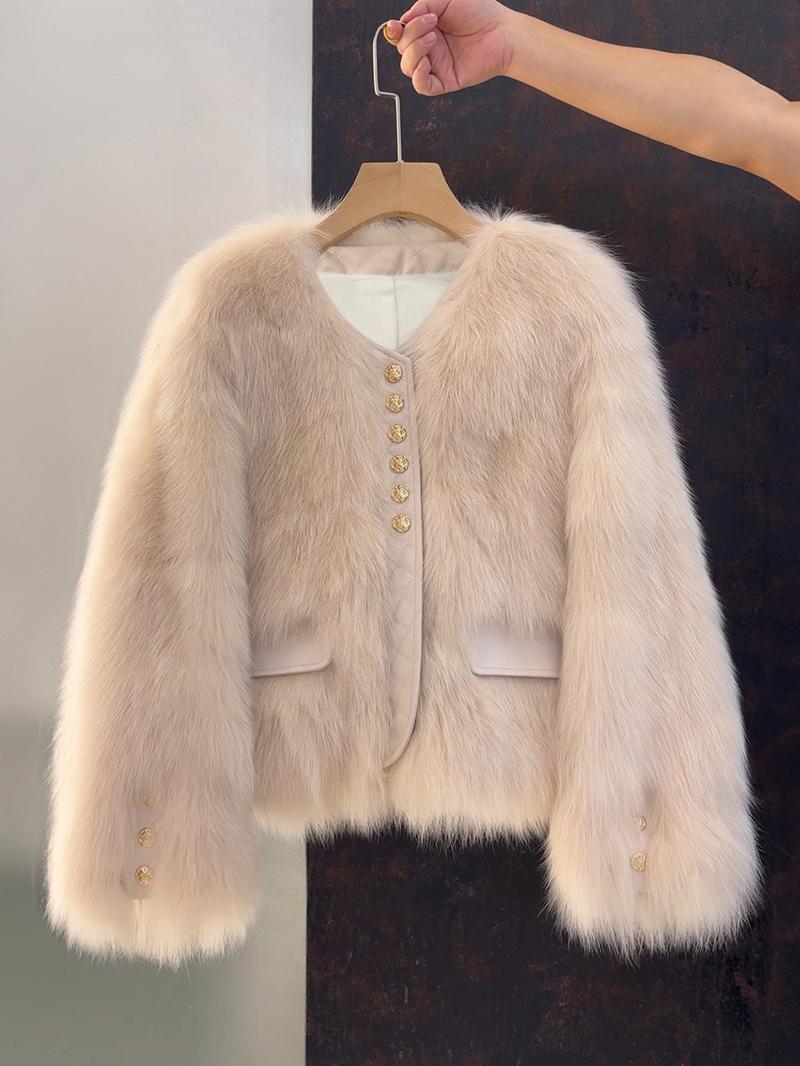 Women's Faux Fox Fur Coat Short Section Autumn Winter New Style Korean Version Commuting Real Fur Patchwork Outerwear Women's Faux Fox Fur Coat Short Section Autumn Winter New Style Korean Version Commuting Real Fur Patchwork Outerwear