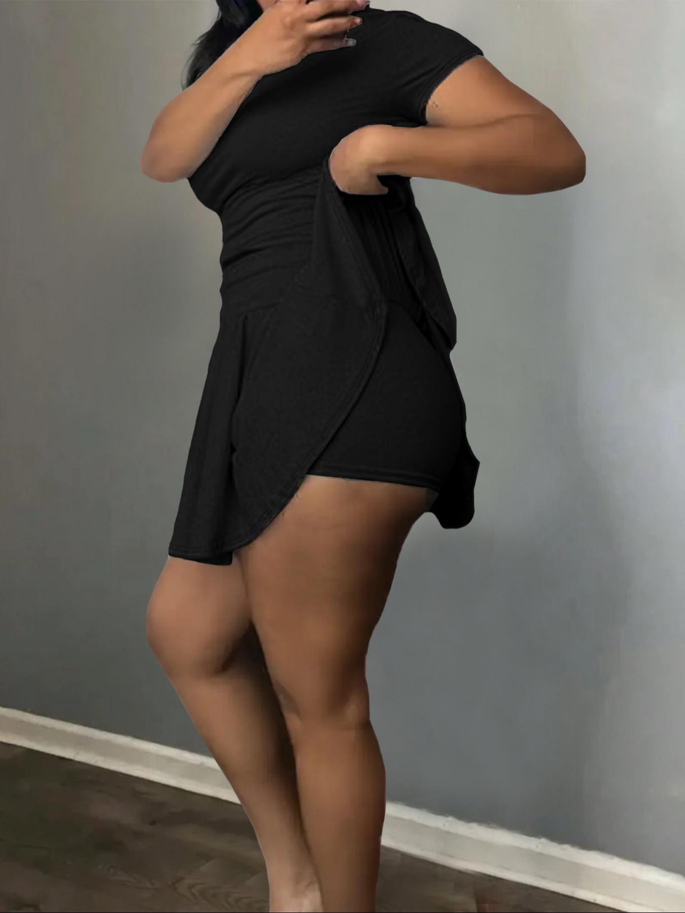 Women's Solid Color Top & Skort, Casual Fashion Cozy Round Neck Short Sleeve Tee & Skirt for Daily Outdoor Wear, Ladies Outfits for Summer, Aesthetic