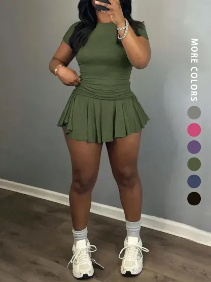 🔥Spring Sale🔥Women's Solid Color Top & Skort