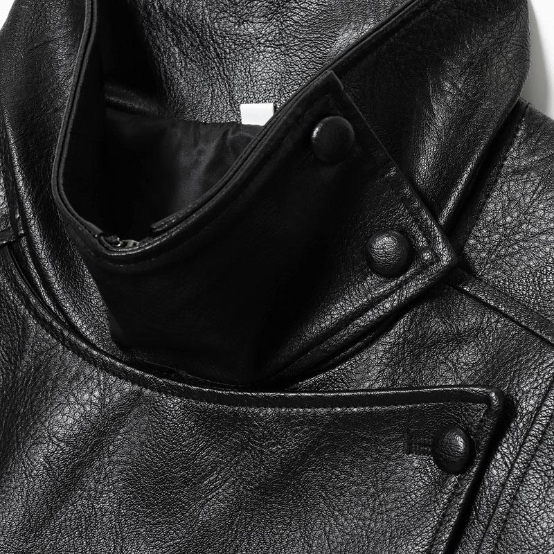 Black Faux Leather Jacket Stand Collar Oversized Moto Biker Jacket Elastic Hem Streetwear Casual Long Sleeve Waterproof Windproof Outerwear for Spring & Fall Ladies Clothes for Daily Wear - Coats active woman overcoat  line  dress slim-fitting style knit