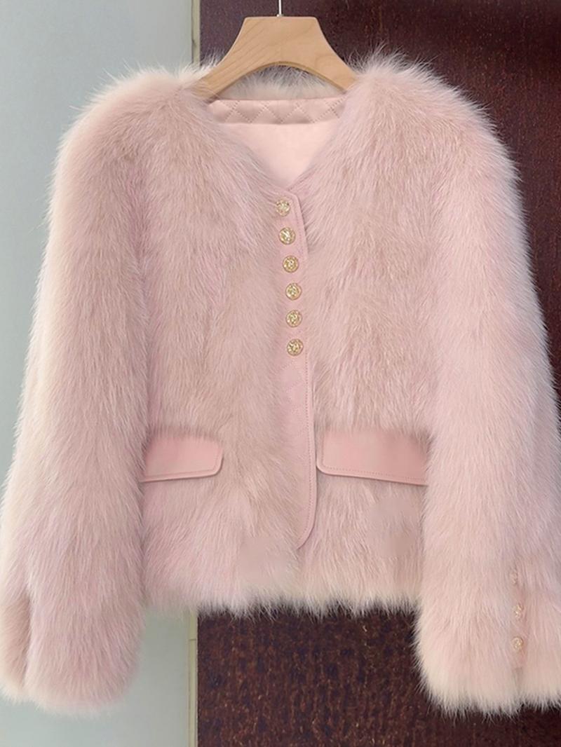 Women's Faux Fox Fur Coat Short Section Autumn Winter New Style Korean Version Commuting Real Fur Patchwork Outerwear Women's Faux Fox Fur Coat Short Section Autumn Winter New Style Korean Version Commuting Real Fur Patchwork Outerwear