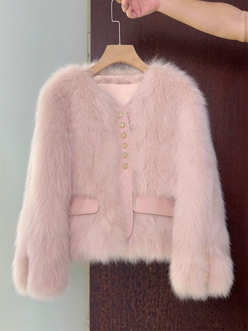 Women's Faux Fox Fur Coat Short Section Autumn Winter New Style Korean Version Commuting Real Fur Patchwork Outerwear Women's Faux Fox Fur Coat Short Section Autumn Winter New Style Korean Version Commuting Real Fur Patchwork Outerwear