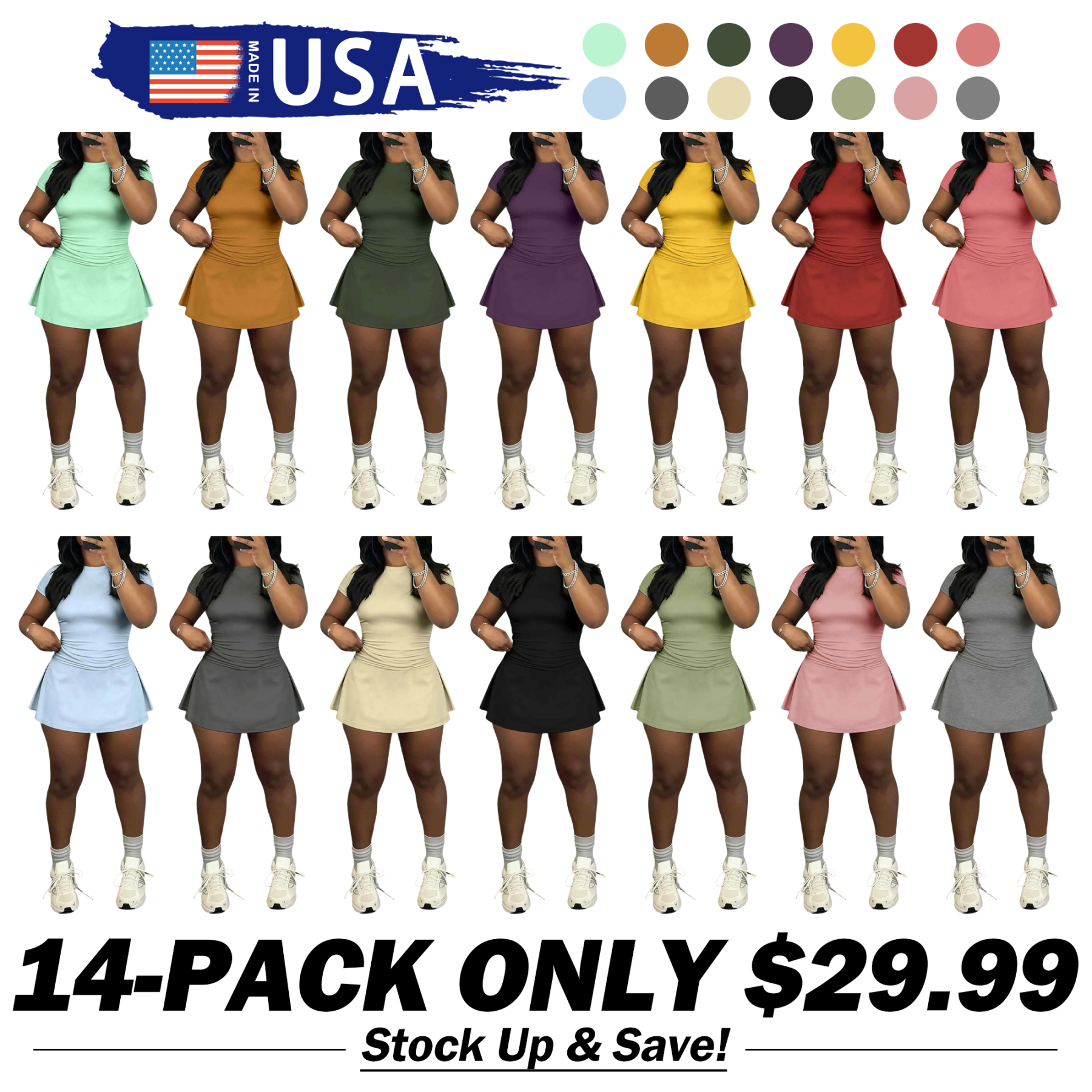 🔥Spring Sale🔥Women's Solid Color Top & Skort