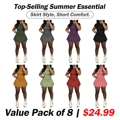 🔥Spring Sale🔥Women's Solid Color Top & Skort