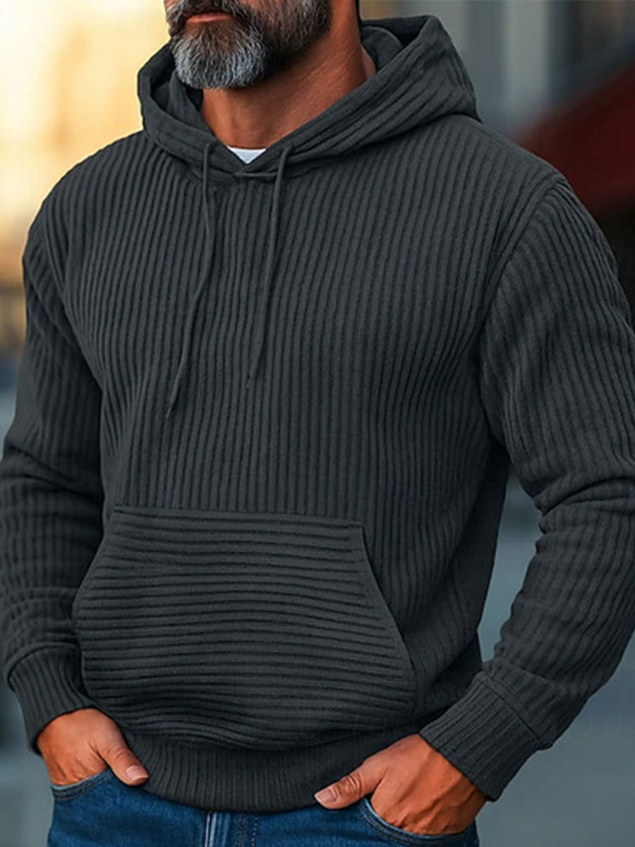 TOMMY  Men's Casual Style Hooded Lace-Up Long Sleeve Sweatshirt