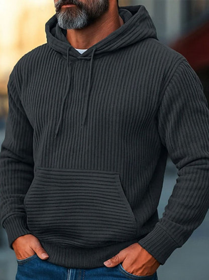 TOMMY  Men's Casual Style Hooded Lace-Up Long Sleeve Sweatshirt