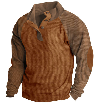 Gentleman's Outdoor Raglan Sleeves Casual Stand Collar Sweatshirt