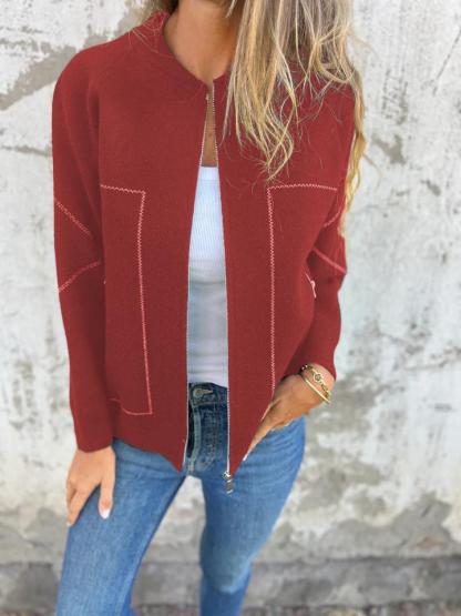 CLEARANCE SALE🔥Casual Round Neck Zipper Thin Jacket