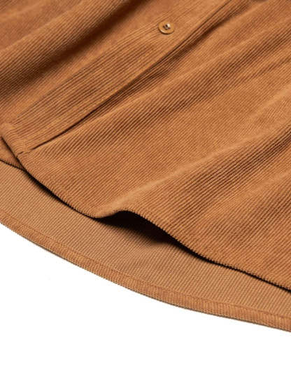 Men's Casual Corduroy Double Pocket Solid Color Long Sleeve Shirt