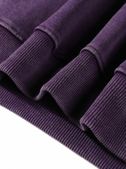 Men's Retro Cotton Hooded Distressed Washed Solid Color Sweatshirt