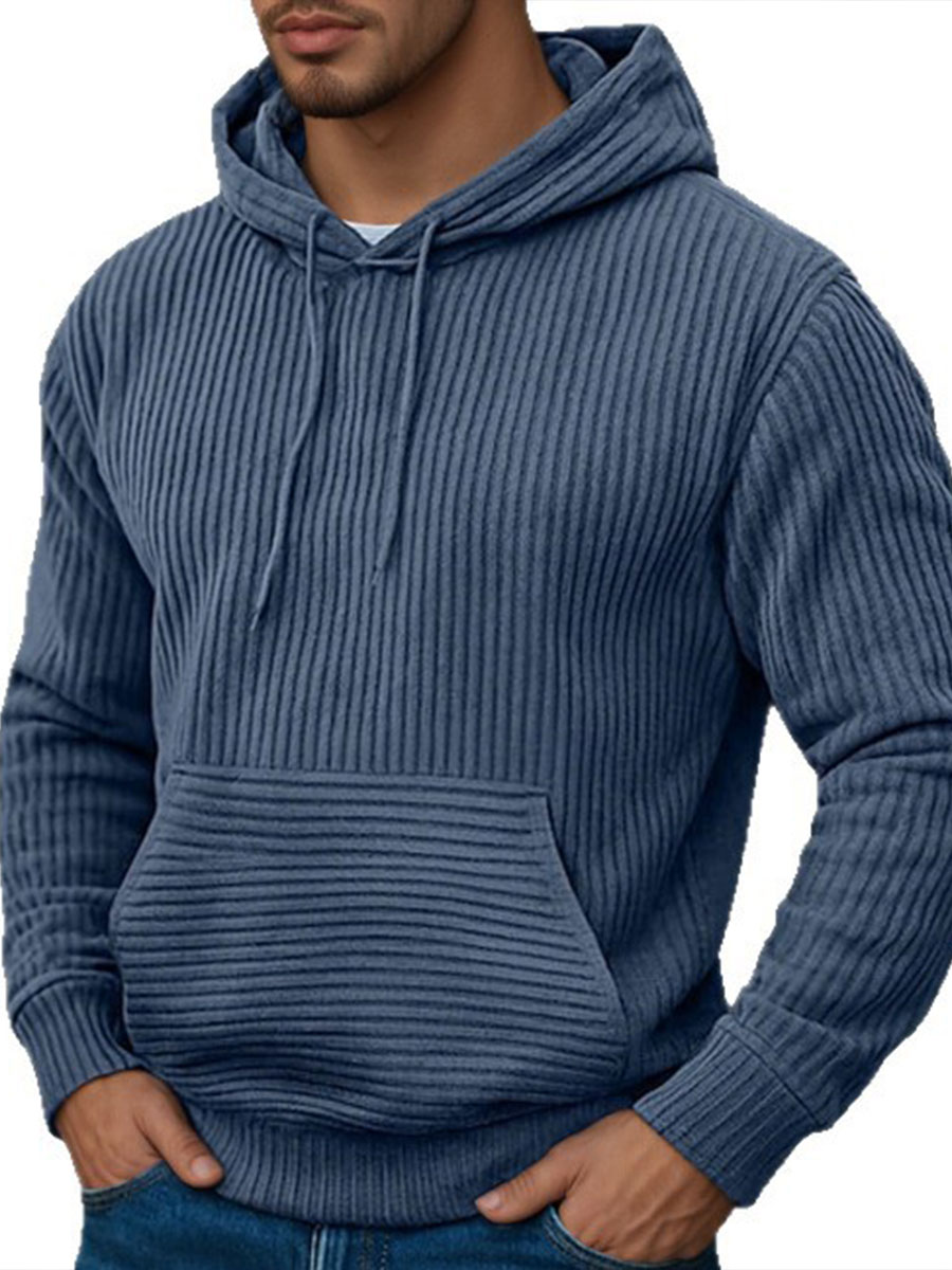 TOMMY Men's Casual Style Hooded Lace-Up Long Sleeve Sweatshirt