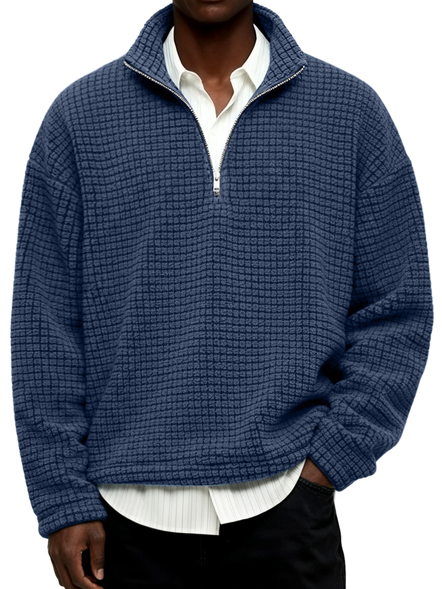 NEW🔥 Men's Daily Textured Stand Collar Zipper Casual Sweatshirt