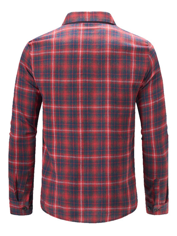 Men's Plaid Casual Basic Long-sleeved Shirt