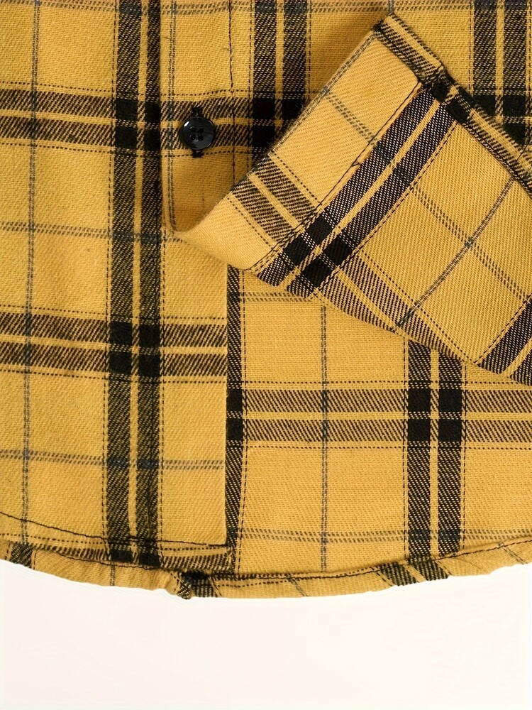 Men's Plaid Casual Basic Long-sleeved Shirt