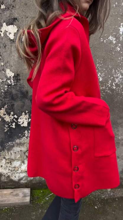 CLEARANCE SALE🔥Women's Hooded Long-sleeved Side Button Design Casual Jacket