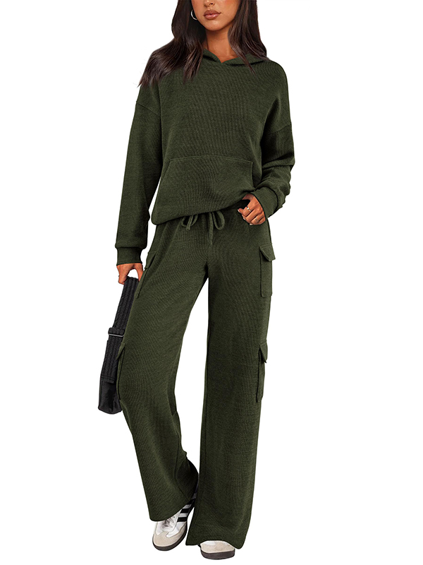 NEW 🔥 Women's Cotton Two Piece Crew Neck Hooded Sweatshirt Work Pants