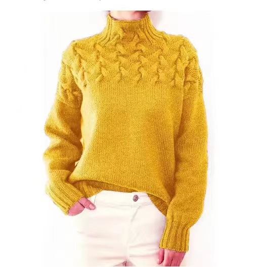 Women's Jumper Turtleneck Cable Knit Braided Fall Winter Pullover Swea