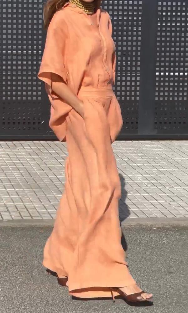 Casual Linen Shirt And Trousers Two-Piece Set