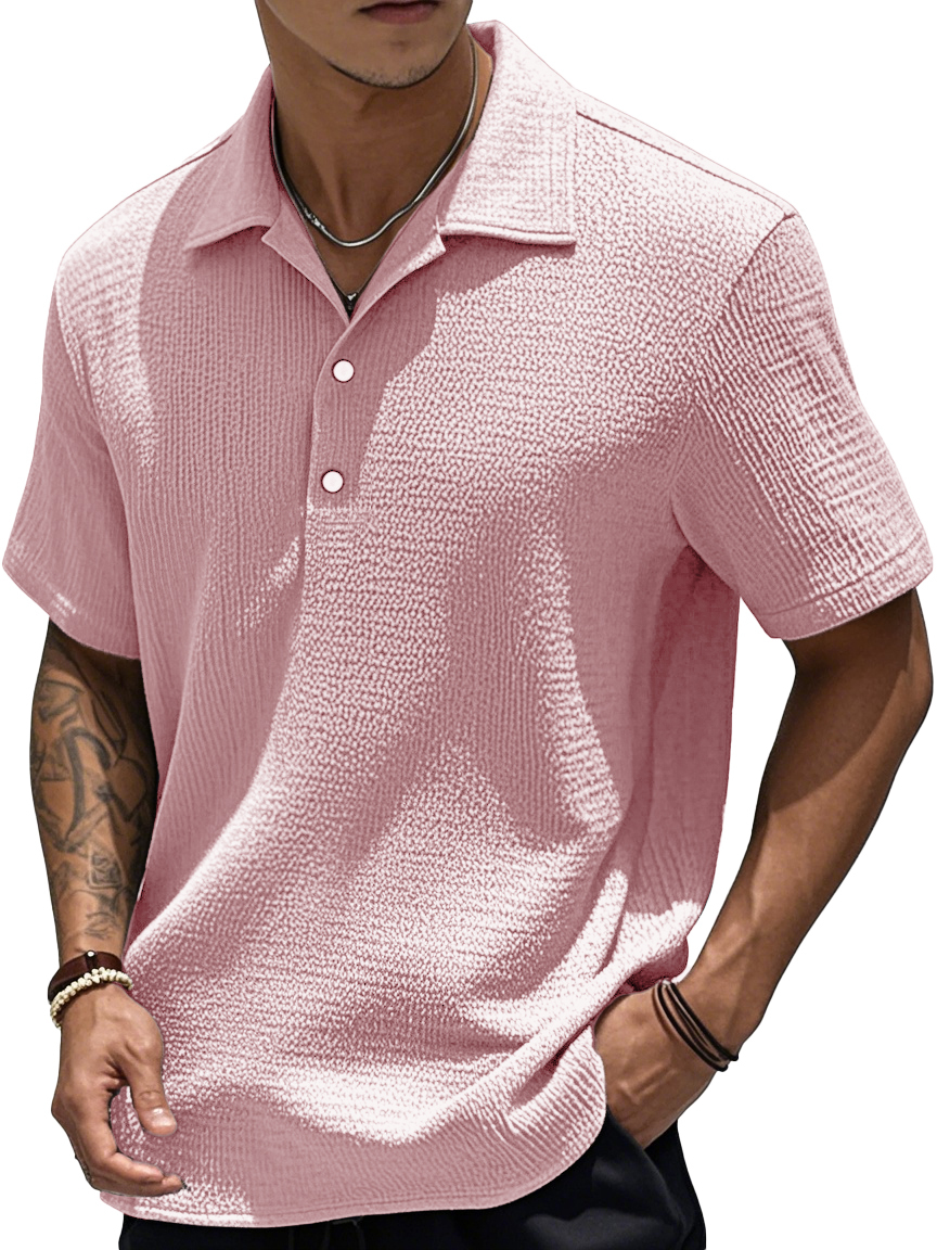 Men's Fashion Retro Pleated Fabric Short-sleeved Polo Shirt