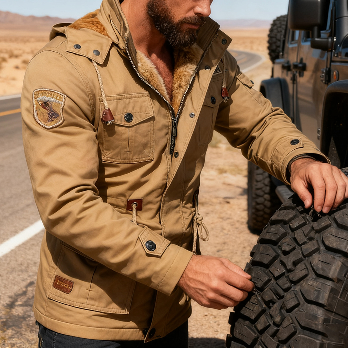 💥2025 New Arrivals! Autumn and Winter Men's Detachable Hooded Plush and Thick Washed Jacket Large Size Casual Jacket