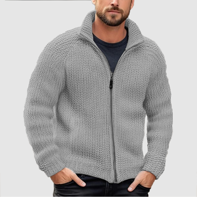 CLEARANCE SALE🔥 Men's Cardigan Solid Zipper Turtleneck Thick Knit Woolen Sweater Coat