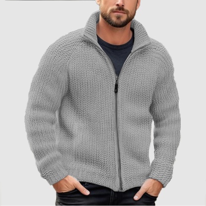 CLEARANCE SALE🔥 Men's Cardigan Solid Zipper Turtleneck Thick Knit Woolen Sweater Coat