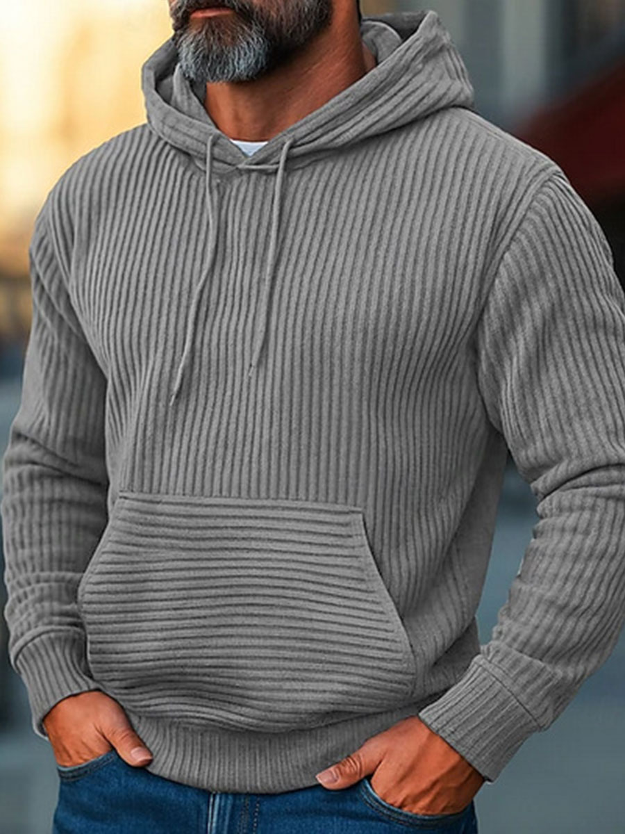 TOMMY Men's Casual Style Hooded Lace-Up Long Sleeve Sweatshirt