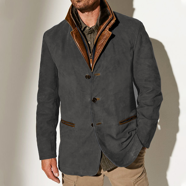 Men's Vintage Carlsbad Calfskin Leather Blazer With Merino Shearling C