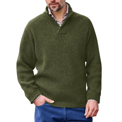 Men's Solid color Casual Pullover Long-sleeved V-neck Loose Sweater