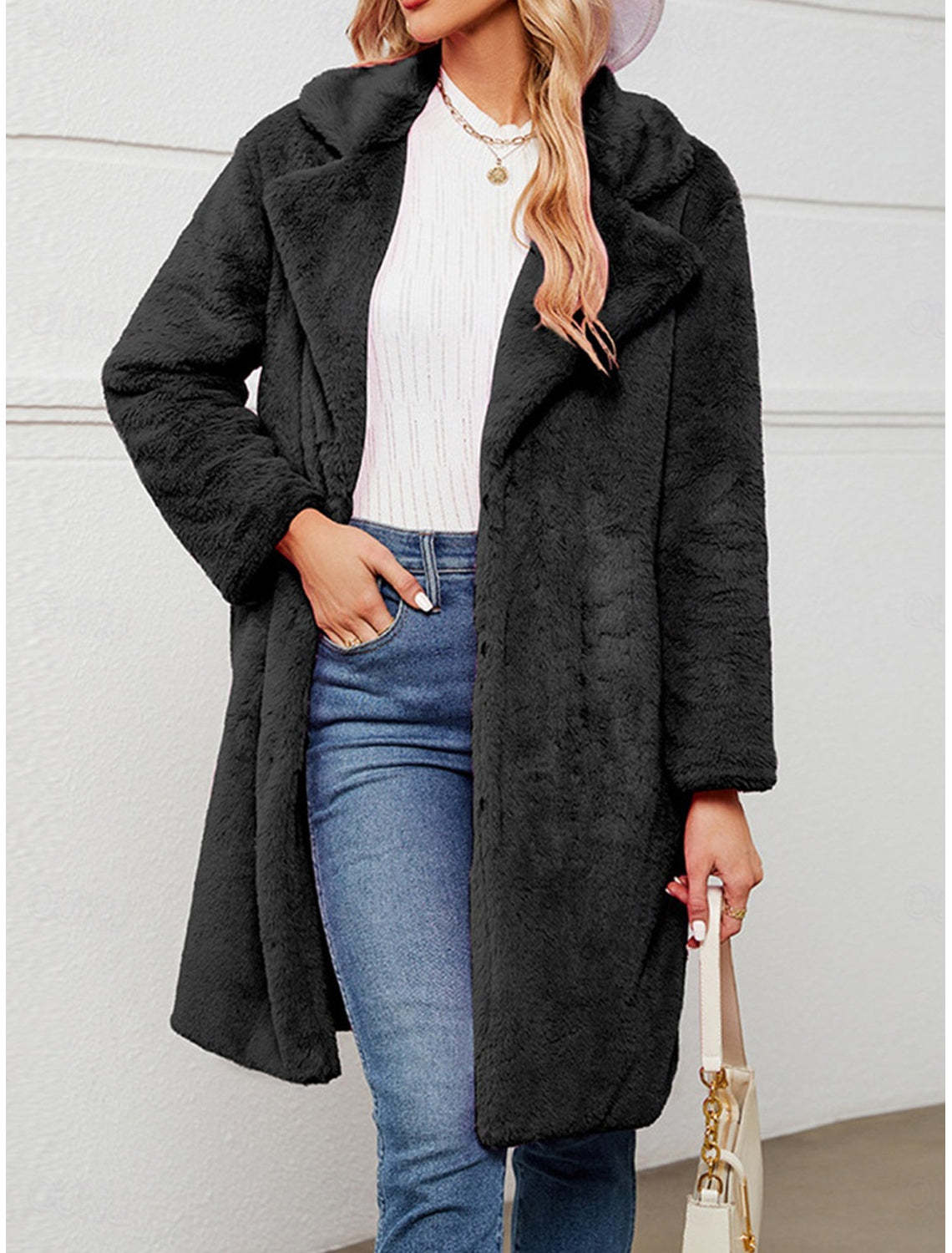 Women's Winter Fleece Sherpa Jacket Windproof Long Teddy Coat
