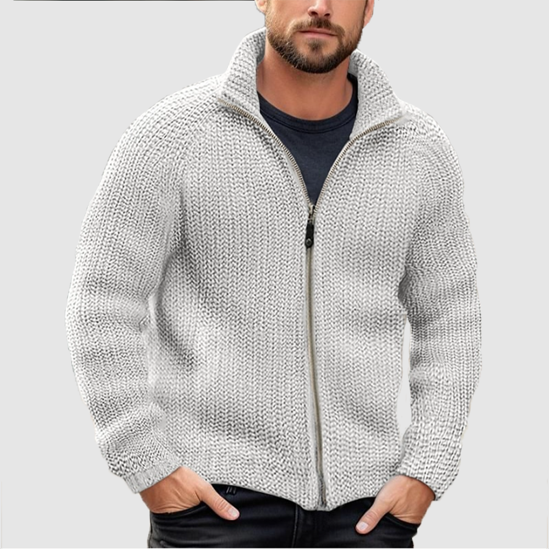 CLEARANCE SALE🔥 Men's Cardigan Solid Zipper Turtleneck Thick Knit Woo