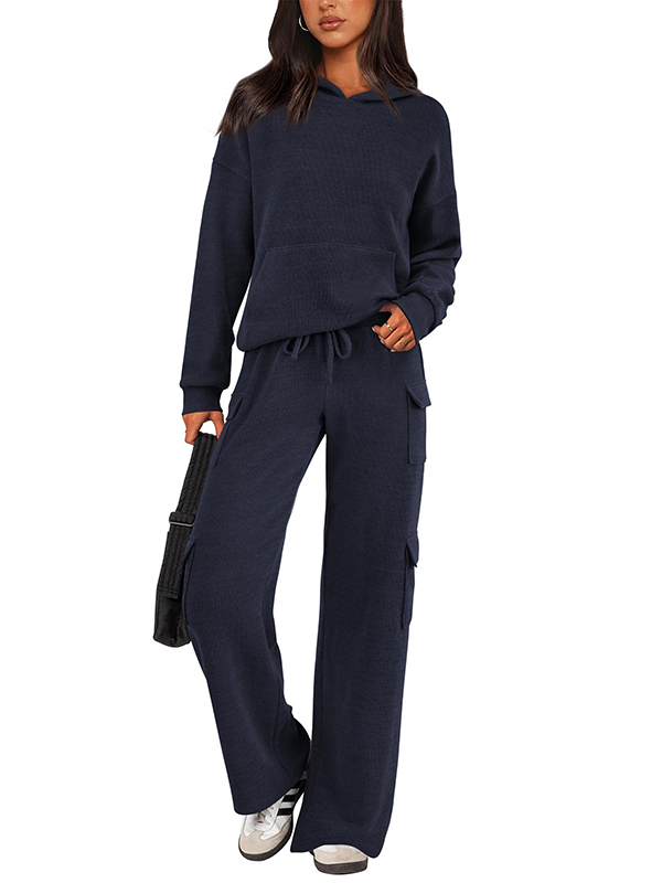 NEW 🔥 Women's Cotton Two Piece Crew Neck Hooded Sweatshirt Work Pants