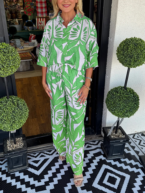 New🔥Women's floral casual loose two-piece suit