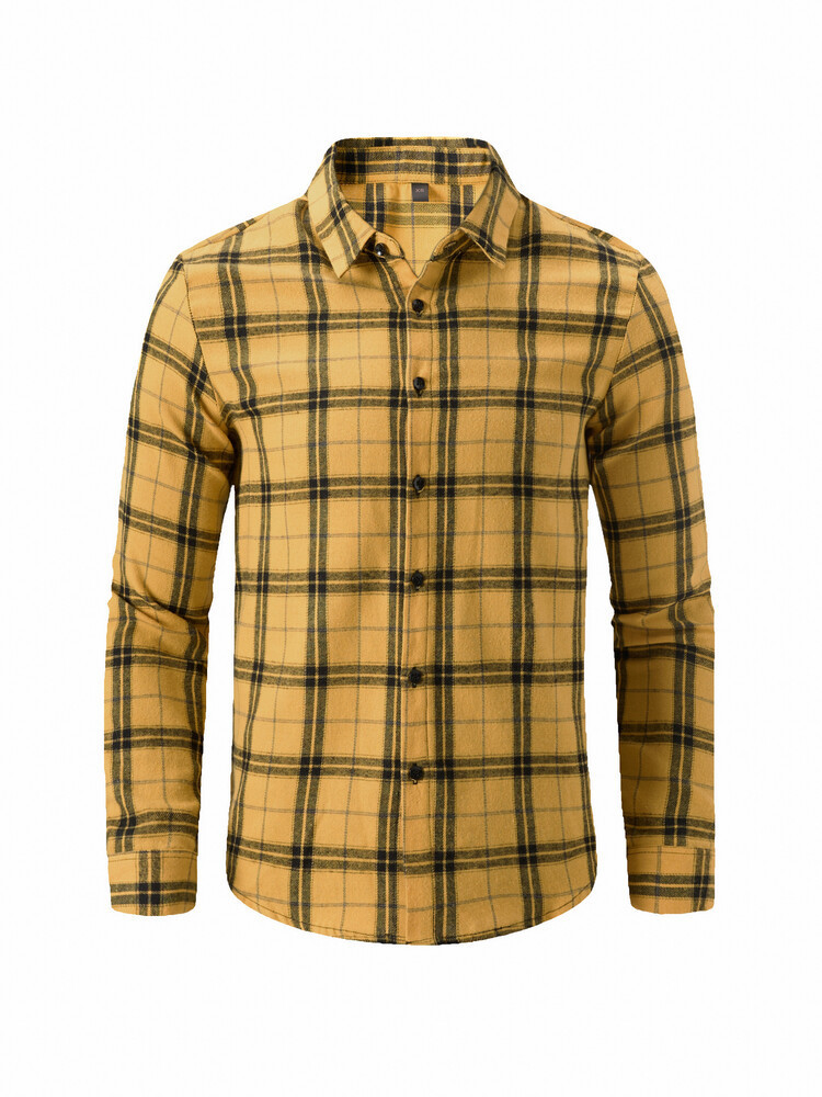 Men's Plaid Casual Basic Long-sleeved Shirt